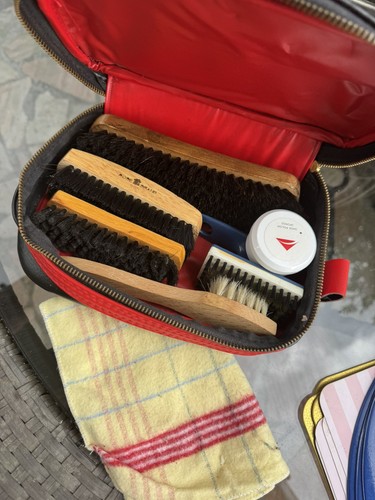 Vintage schuhputzset rosshaar - schuhputzset,